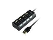 High Speed 480Mbps 4 Port USB 2.0 Hub w Individual Power Switches and LEDs USB Splitter Adapter Port For Laptop PC Computer Peripherals Accessories