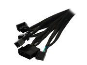 Black Net Jacket Sleeved 12 inch Molex 4pin to 3 x 4pin PWM Fan Power Splitter Hub Adapter Cable w RPM Feedback