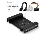 Aluminum 2.5 3.5 SATA HDD SSD to 5.25 CD ROM Internal Hard Drive Adapter Mounting Bracket Converter Kit 6 SATA and Molex 4pin to SATA 15pin Power Cab