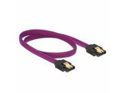Pro 18 inch Premium 180 to 180 degree 6Gb s SATA3 DATA cable w latch Locking Purple Sleeved Braided Net Jacket
