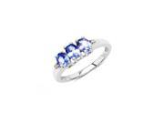 Sterling Silver Tanzanite 3 Stone Ring Size 6