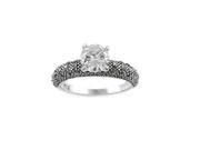 Sterling Silver Marcasite Cubic Zirconia Solitaire Ring