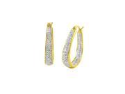 Womens Crystal Inside Out Hoop Earrings Gold Color
