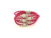 Multi Strand Leather Bracelet with Crystal Rhinestone Ball