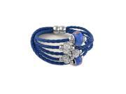 Multi Strand Leather Bracelet With Crystal Rhinestone and Murano Beads