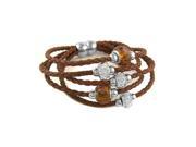 Multi Strand Leather Bracelet With Crystal Rhinestone and Murano Beads