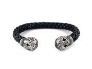 Jewelry Mens Leather Stainless Steel Skull Bracelet Skull Charms Cuff Bangle