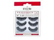 Eylure Exaggerate False Lashes Multipack 140 Black Adhesive Included 3pairs