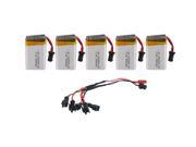 5 Pcs 7.4V 500mah lipo battery and 1 Pcs Multi port Charge Cable for DFD F182 F183 JJRC H8C H8D RC Quadcopter Drone parts KH8C 002