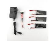 3PCS 7.4V 15C 610mAh Lipo Batteries and Battery Charger for Hubsan X4 H502E H502S RC Quadcopter RC Drone