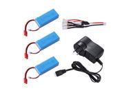 3PCS 2S 7.4V 2000mah Battery Banana Plug for Syma X8W X8C X8G X8HC X8HW X8HG RC Quadcopter RC drone with AC Charger and 3in1 Cable