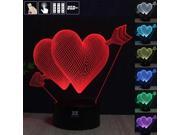 CT toys Creative 3D illusion Lamp Love LED Night Lights 3D Love Acrylic Discoloration Colorful Atmosphere Lamp Novelty Lighting