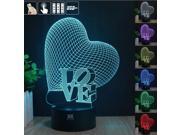 CT toys H Y Creative Gifts Love 3D Night Light RGB Changeable Mood Lamp LED Light DC 5V USB Decorative Table Lamp with remote control