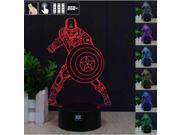 CT toys Captain America 3D Night Light RGB Changeable Mood Lamp LED Light DC 5V USB Decorative Table Lamp Get a free remote control H Y