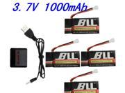 4PCS 3.7V 1000mAh battery and 4 IN 1 charger for Syma X5SC X5SC X5SW RC Quadcopter Drone Spare Parts