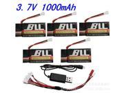 5pcs 3.7V 1000MAH Upgrade Battery With 1 to 5 USB Charger Cable Adapter Spare Parts for Syma X5S X5SC X5SW RC Quadcopte
