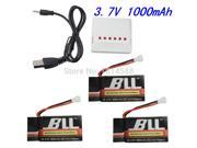 3PCS 3.7V 1000mAh battery and 3.7V charger for Syma X5S X5SC X5SW RC Quadcopter Drone Spare Parts