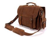 LederMann Side Pocket Leather Briefcase Convertible to a Backpack Messenger Bag Satchel Attache