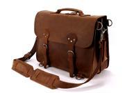 LederMann Extra Large Two Compartment Leather Briefcase Backpack Messenger Bag Satchel 18 Inch
