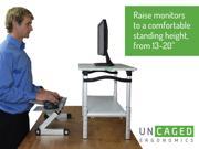 LIFT Standing Desk Conversion Kit Tall Affordable Ergonomic Adjustable Height Monitor Stand Negative Tilt Keyboard Tray White Silver