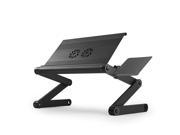 Workez Cool Ergonomic Notebook Cooling Stand Aluminum Lap Desk Adjustable Height Angle Laptop Standing Desk 2 Fans 3 USB Ports Mouse Pad BLACK