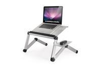 Workez Cool Ergonomic Notebook Cooling Stand Aluminum Lap Desk Adjustable Height Angle Laptop Standing Desk 2 Fans 3 USB Ports Mouse Pad SILVER