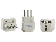 Ceptics Type L Grounded Universal Plug Adapter Converter for Italy Pack of 3