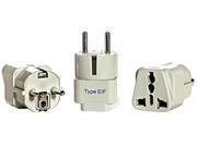 Ceptics Type E or F Grounded Universal Plug Adapter for Europe Germany France Schuko 3 Pack