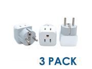 Ceptics USA to Schuko Germany France Russia Travel Adapter Plug Type E F 3 Pack Dual Inputs Ultra Compact