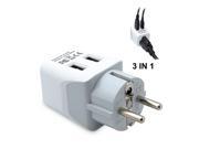 Ceptics USA to Schuko Germany France Russia Travel Adapter Plug With Dual USB Type E F 3 Pack Ultra Compact
