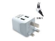 Ceptics USA to UK Hong Kong Travel Adapter Plug With Dual USB Type G Ultra Compact