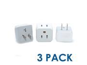 Ceptics USA to Japan Philippines Travel Adapter Plug Type A 3 Pack Dual Inputs Ultra Compact