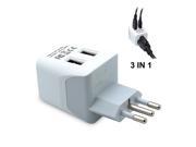 Ceptics USA to Italy Travel Adapter Plug With Dual USB Type L Ultra Compact