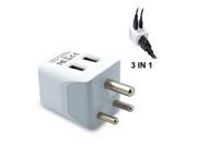 Ceptics USA to India Africa Travel Adapter Plug With Dual USB Type D Ultra Compact