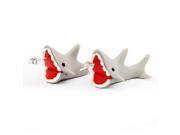 Handcraft Polymer Clay Cute Shark Biting Ears Stud Color Grey One pair