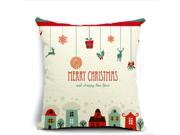 18 x 18 Inch Cute Cartoon Linen Cloth Throw Pillow Cushion Case For Car Home Sofa Pillow Cover Decorative Merry Christmas