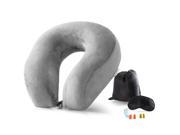 Cozy Hut Easy To Carry Memory Foam Travel Neck Pillow with Sleep Mask Earplugs Storage Bag Grey