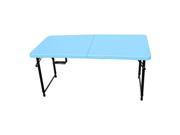 Adjustable Height Folding Table 47.64 by 23.82 Inch Fold in Half Indoor Outdoor Use Baby Blue