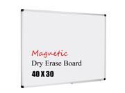 Aluminum Frame Wall Mounted 40 x 30 Inch Magnetic White Dry Erase Board with Removable Marker Tray