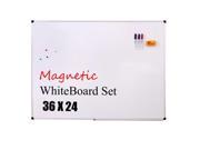 Magnetic 36 x 24 Inch Whiteboard Set Dry Erase Board with 1 Magnetic Dry Eraser 3 Dry Erase Markers 4 Push Pin Magnets