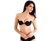 Silicone Adhesive Stick On Push Up Gel Strapless Invisible Bra Black C Cup