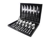Home use 24 Pieces 6 People Stainless Steel Western tableware Contain Dessert Spoon Dinner spoon forks And Steak knife