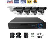TECBOX 4CH CCTV Home Security AHD Video Recorder DVR 4 720P HD IP66 Outdoor Security Cameras 65ft Night Vision Surveillance System NO Hard Drive Included