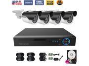 TECBOX 4CH CCTV Home Security AHD Video Recorder DVR 4X720P HD IP66 Outdoor Security Cameras 65ft Night Vision Surveillance System 1TB Hard Drive Included US Ba
