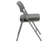 HERCULES Series Premium Curved Triple Braced Double Hinged Gray Fabric Upholstered Metal Folding Chair