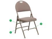 HERCULES Series Extra Large Ultra Premium Triple Braced Beige Fabric Metal Folding Chair with Easy Carry Handle