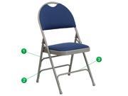 HERCULES Series Extra Large Ultra Premium Triple Braced Navy Fabric Metal Folding Chair with Easy Carry Handle