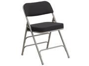 HERCULES Series Premium Curved Triple Braced Double Hinged Black Pin Dot Fabric Upholstered Metal Folding Chair