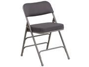 HERCULES Series Premium Curved Triple Braced Quad Hinged Gray Fabric Upholstered Metal Folding Chair