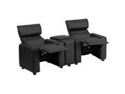 Kid s Black Leather Reclining Theater Seating with Storage Console
